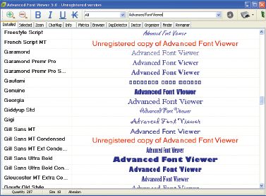 Advanced Font Viewer — коммерческий менеджер шрифтов
