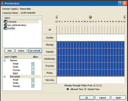Экран 1. Задание разрешений на использование съемных устройств