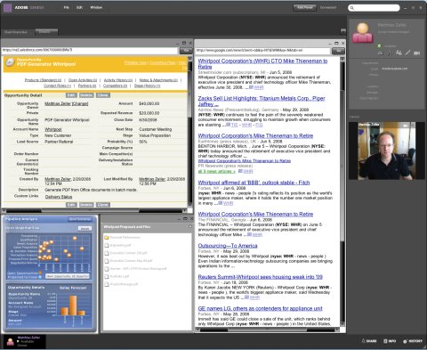 Рабочее место в Genesis &ndash; "Торговая комната" &ndash; позволяет свести воедино возможности salesforce.com, Pipeline Analysis, Google News и необходимые для работы файлы и документы