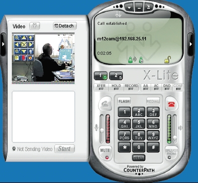 Рисунок 3. Программный видеотелефон X-Lite обеспечивает видео- и звуковой контакт с внешним устройством Mobotix. C помощью 