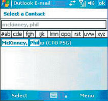 Экран 3 . Выбор контакта из поиска каталогов