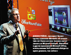 Джефф Рэйкес, президент бизнес-группы компании Microsoft: «В течение трех лет более 100 млн. человек смогут звонить из Microsoft Outlook, SharePoint и других приложений Microsoft Office; использование VoIP-решений обойдется вдвое дешевле, чем сейчас»