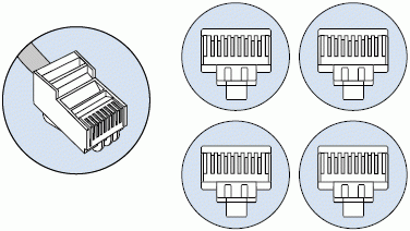 Рисунок 2. Примеры неудовлетворительного обжима вилок RJ45.