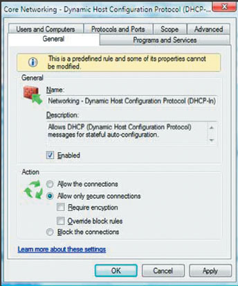 Экран 5. Связывание правила IPsec к правилу Windows Firewall