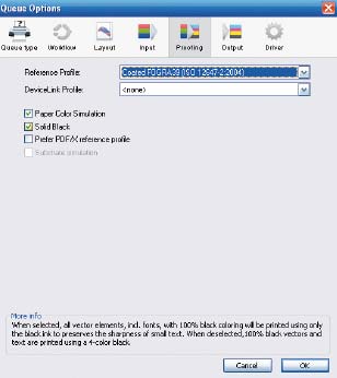 Для растровых и векторных изображений различных цветовых моделей назначаются собственные цветовые профили и методы преобразования цвета (слева). Но это нужно в основном при коммерческой печати. Для вывода цветопробы нам нужен только один цветовой профиль — имитируемого процесса печати (справа)