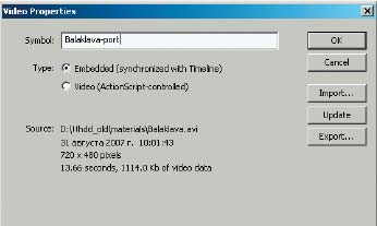 Рис. 2. Панель Video Properties 