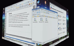 Так вот ты какой, 3D-интерфейс! Просто перетащите окно за границу текущего Рабочего стола, и кубик подставит следующий бок