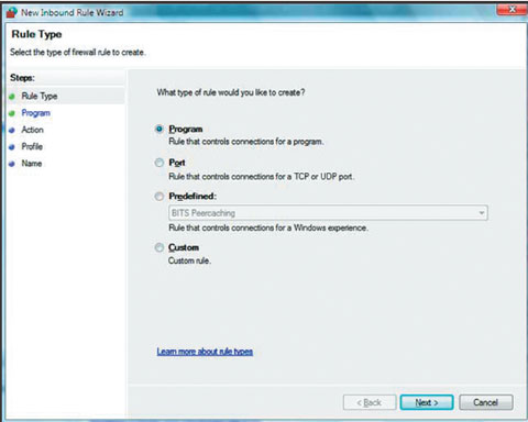 Экран 4. Мастер New Inbound Rule