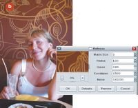 Рис. 1. Окно плагина Refocus и результаты его работы: b) после обработки плагином
