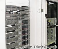 Рисунок 2. Серверы и ИБП в стойках полностью изолированы, поэтому холодный воздух подается только к устройствам, требующим охлаждения.