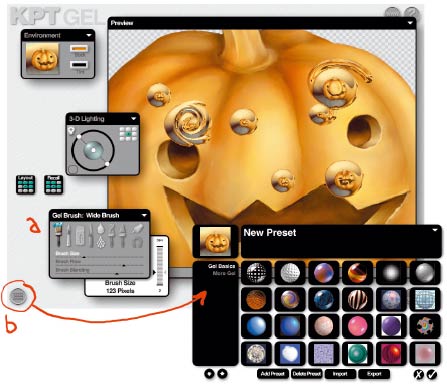 Рис 1. Один из самых простых для понимания интерфейсов Кая Краузе. При всей непривычности внешнего вида вы без труда освоитесь, что и как здесь меняется. Останется только понять, зачем бы вам это могло пригодиться? A — набор инструментов; B— вызов меню предустановок
