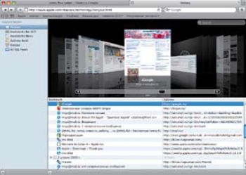 Из «красивостей» новой версии стоит также отметить режим Cover Flow -- визуальный способ просмотра истории посещенных и помеченных закладками страниц. 
