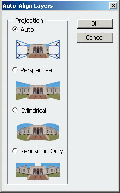 Рис. 10. Диалоговое окно команды Auto-Align Layers