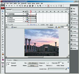 Рис. 1. Интерфейс программы Adobe Flash CS3