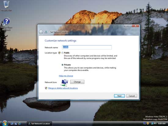 Если вы используете общедоступную локальную сеть, Windows Vista ужесточает параметры безопасности