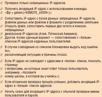 Листинг 2. Псевдокод сопоставления адреса со списком блокируемых и разрешенных адресов