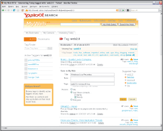 Yahoo MyWeb предлагает инструменты быстрого добавления ссылок и файлов прямо на сайте системы
