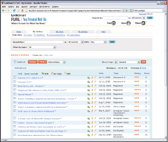 После того как вы поработаете в Furl достаточное время, система начинает предлагать вам ссылки по близким темам, а также список пользователей, сохраняющих похожие страницы