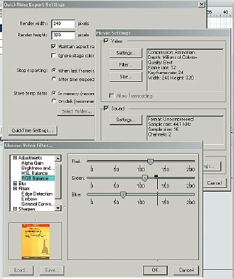 Рис. 7. Панели экспорта в формат QuickTime
