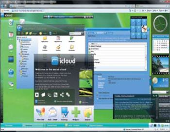 Довольно интересный путь избрали разработчики системы Xcerion icloud. Они сделали акцент на возможностях совместной работы пользователей онлайновых ОС — на быстром обмене файлами и сообщениями. Весьма функциональный интерфейс данной системы выдержан в стиле Windows Vista — пользователя встречают полупрозрачные заголовки окон, приятные формы, боковая панель полезных гаджетов