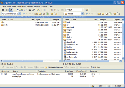 WinSCP способен менять интерфейс в зависимости от предпочтений пользователя