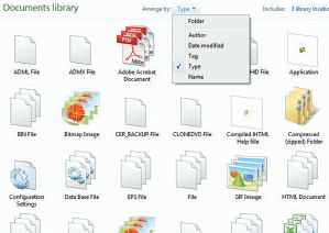 Упорядочение по типу файлов
