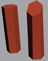 Рис. 13. Исходный объект, созданный методом лофтинга (справа), и деформированный объект (слева)