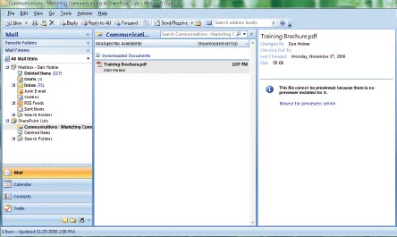 Экран 6 . Библиотека документов в Outlook