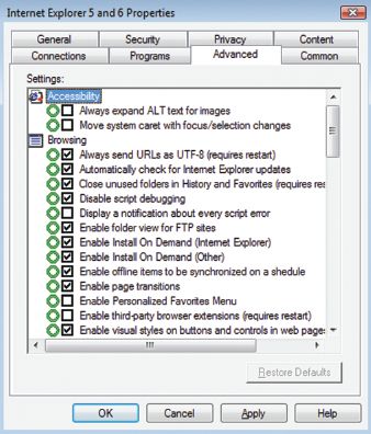 Доступ к расширенным параметрам IE с использованием предпочтений групповой политики