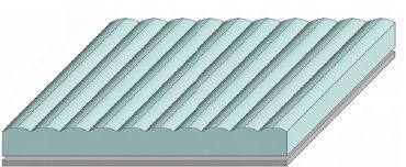 Рис. 1. Лентикулярная плёнка состоит из расположенных параллельно цилиндрических линз и запечатывается (см. далее) с оборотной стороны