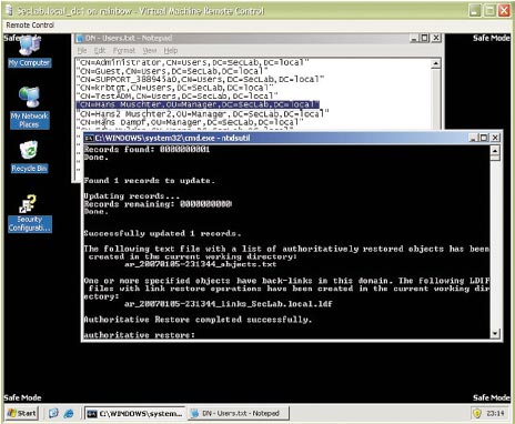 Рисунок 5. NTDSUtil.exe находит обратные ссылки, поэтому необходимо провести дополнительную работу. 