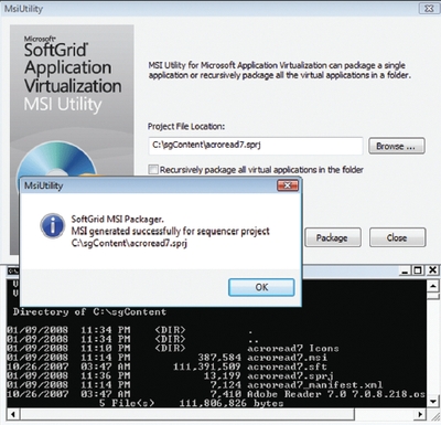 Экран 2. Создание msi из существующего файла проекта SoftGrid
