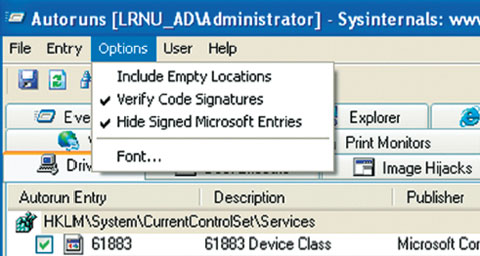 Экран 4. Параметры Autoruns