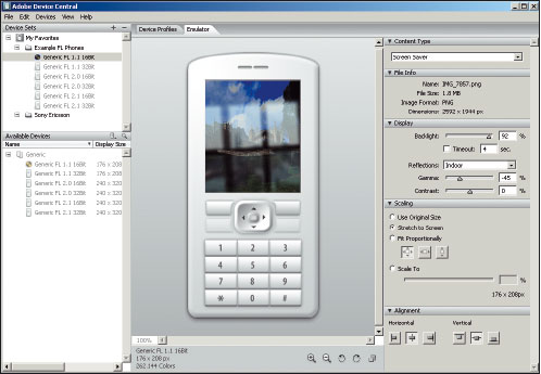 Рис. 9. Панель Adobe Device Central
