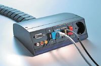 Рисунок 5. Решение DESKbox от R&M призвано сделать подключение к силовым и слаботочным сетям более удобным и сохранить дизайн рабочего места. Коммутационная панель, расположенная на расстоянии вытянутой руки, позволяет легко подключить ноутбук или ПК к Ethernet и силовой системе.