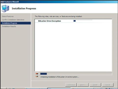 Экран 3. Идет процесс установки BitLocker Drive Encription