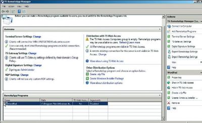 Экран 4. Настройка WordPad в качестве запускаемого удаленно приложения