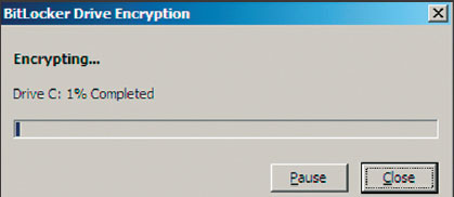Экран 12. Шифрование диска началось