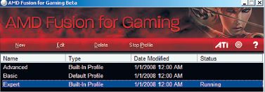 Рабочий момент утилиты AMD Fusion