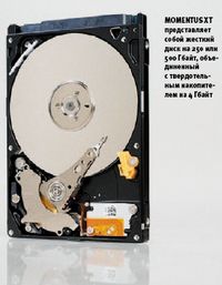 Momentus XT представляет собой жесткий диск на 250 или 500 Гбайт, объединенный с твердотельным накопителем на 4 Гбайт