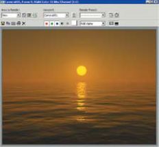 Особенность созданной сцены состоит в том, что ее настройки имитируют физические свойства материалов и источника света. Выделите объект Daylight и в свитке настроек Daylight Parameters установите переключатель Position в положение Manual. Затем измените положение источника света таким образом, чтобы он находился близко к водной глади. В результате освещение на выполненном изображении будет соответствовать окрасу неба на закате солнца, когда оно находится близко к горизонту. Если источник света попадет в объектив камеры, на конечной картинке можно будет увидеть и само «солнце».
