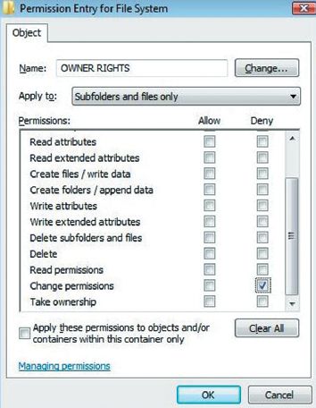 Разрешение DENY для WRITE_DAC (Change permissions)