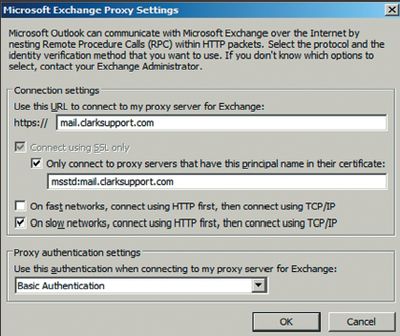 Экран 3. Настройки proxy Exchange перед корректировкой для старого сервера