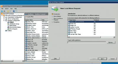 Экран 1. Создание новых запросов на перенос для группы почтовых ящиков