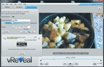 Во время обработки видео vReveal сообщает примерное время, которое удалось сэкономить благодаря использованию технологии nVidia CUDA. В данном случае графическая плата справилась с задачей за 1 мин 27 с, в то время как процессор проделал ту же работу за 2 мин 51 с. Как видите, прогноз, сделанный искусственным интеллектом, оказался излишне оптимистичным