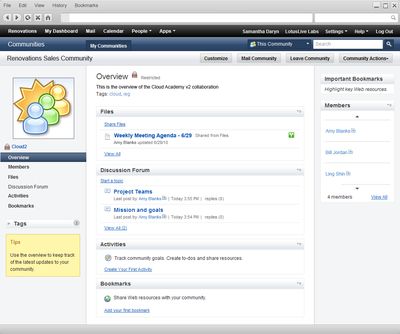 К вохможностямвозможностям совместной работы добавился обновленный сервис электронной почты и календаря LotusLive Notes, а также новый набор инструментов для организации взаимодействия Communities