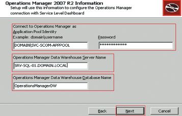 Экран установки Operations Manager