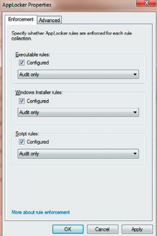 Определение настроек запуска AppLocker
