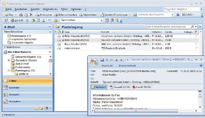 Рисунок 1. Решение в виде дополнения позволяет отправлять и получать факсимильные сообщения через почтовый ящик службы обмена сообщениями.  (Источник: Servonic)
