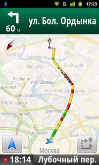 В построенном маршруте Google Maps 5.2 может показать, какую часть придется ехать в пробках